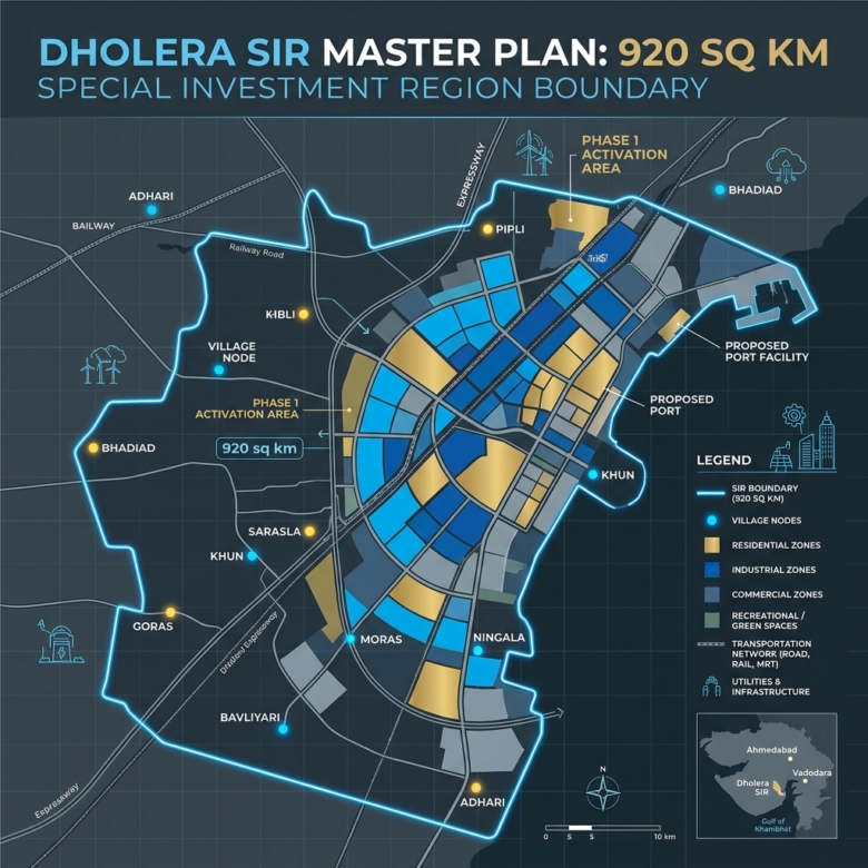 Dholera SIR Boundary Map & Village List: Included vs Excluded Regions