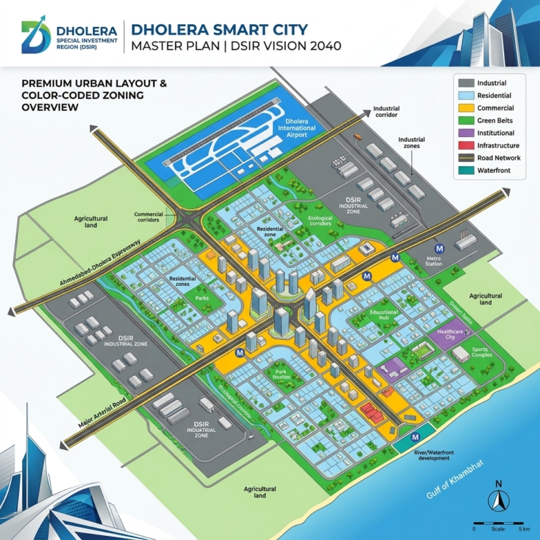 Dholera Smart City Project Details 2026: Master Plan, Zones, & FSI Rules