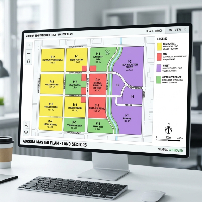 Dholera Land Use Classification: DSIRDA Zoning Color Codes Explained