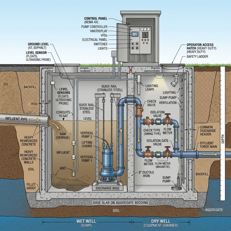 Dholera Sewage Pumping Stations: DICDL Underground Lift Network