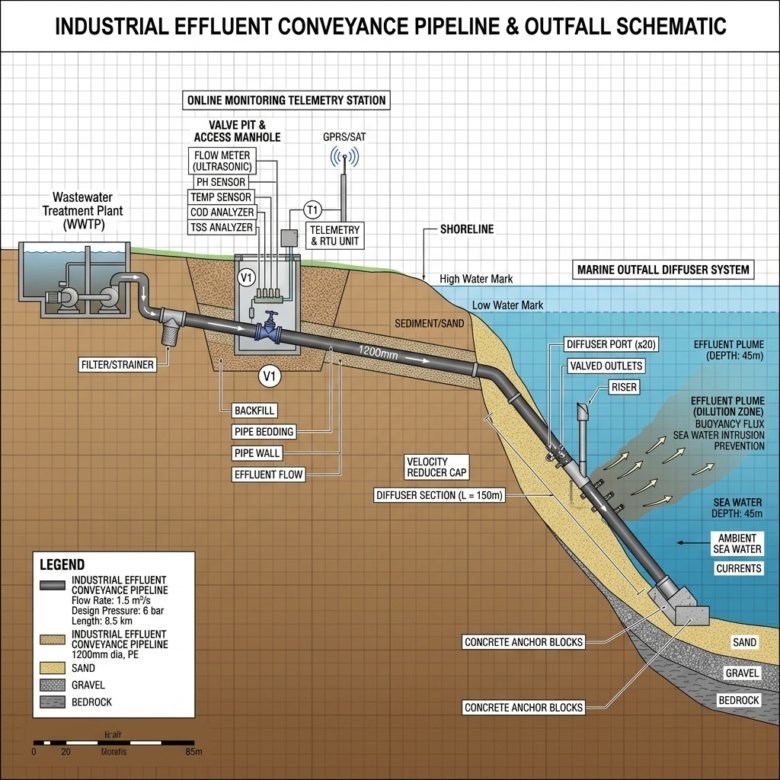 Dholera Effluent Discharge Pipeline Standards: GPCB Outfall Rules