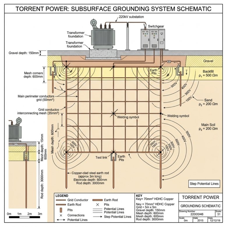 Dholera Electric Substation Earth Grid: Torrent Power Grounding