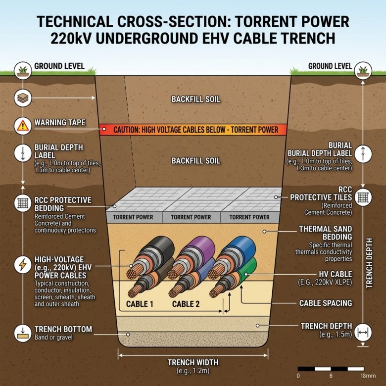 Dholera Electrical Cable Trench Depth: Torrent Power Codes