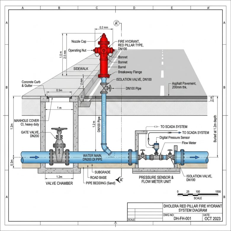 Dholera Fire Hydrant Network Specifications: DICDL Water Grid